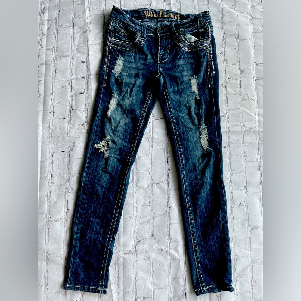 Junior size 1 blue ripped jeans